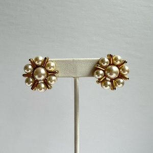 Vintage Faux Pearl Cluster Earrings